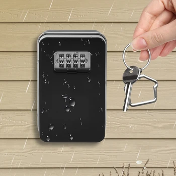 Wall Mounted Key Lock Box Weatherproof Combination Key Box with Code Portable Key Organizer for Indoor Outdoor Home Office 1