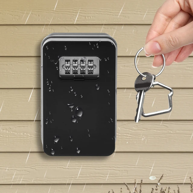 Wall Mounted Key Lock Box Weatherproof Combination Key Box with Code Portable Key Organizer for Indoor Outdoor Home Office 1