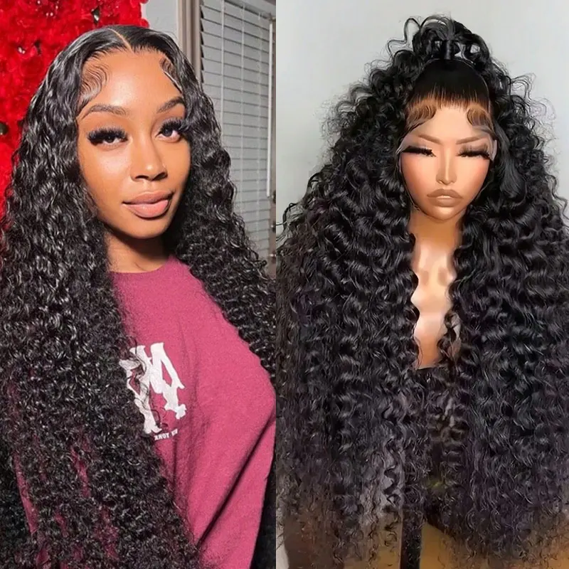 36 Inch 300 High Density Deep Wave Glueless 13x4 Lace Front Human Hair Wigs On Clearance Sale Curly Transparent Lace Frontal Wig 1