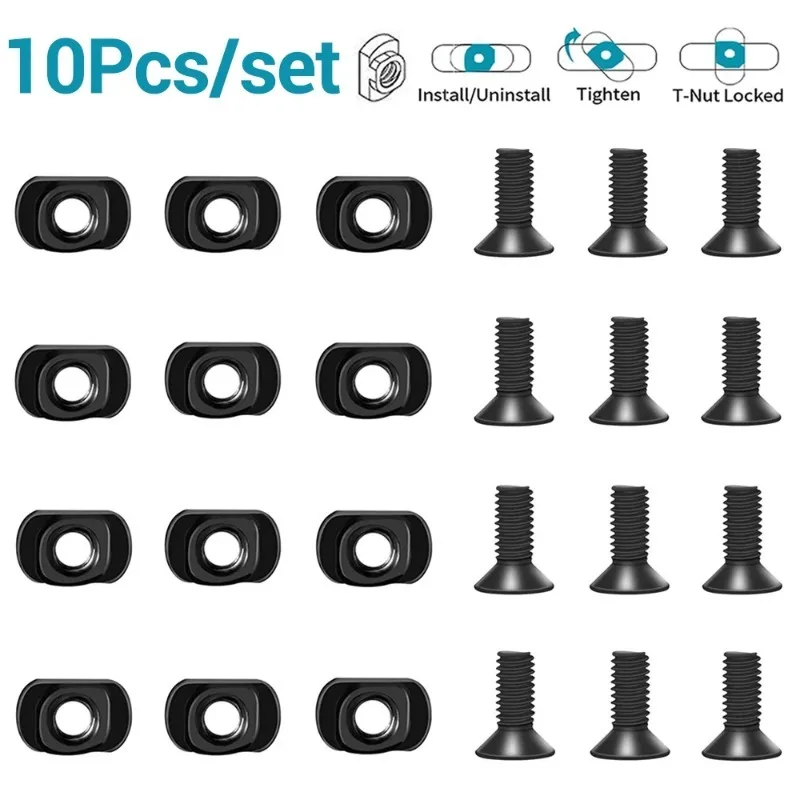 M Lok Screw Replacement Set 10Pcs M-LOK Screw and Nut Replacement Rails T-Nut Screw Replacement Set for MLOK Handguard Rail Sections Hunting Gun Accessories