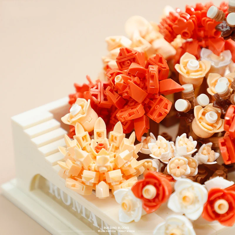 Creative City Street View Mini Block Flower World Romantic Lighthouse Building Brick Educational Toys With Light For Gifts