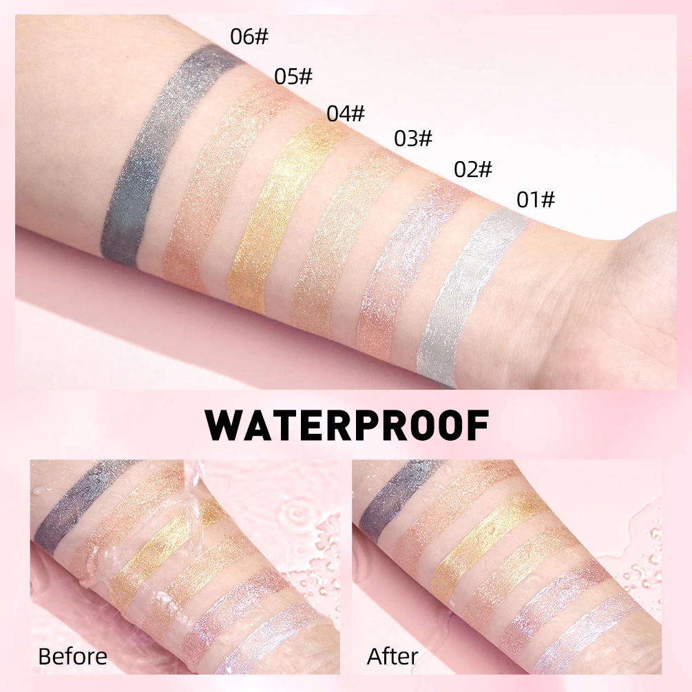 QIBEST Glitter Diamond Liquid Lipstick Waterproof Long Lasting Pearl Shiny Lip Gloss Metal Charming Women Lip Makeup 6 Colors 6