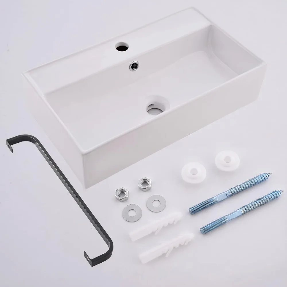 Wall Mounted Bathroom Sink with Towel Rack, 21" X 12" Modern Wall Mount Sink, Sinks for Small Bathrooms Wall Hung Sink 3