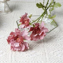 Artificial 3 Heads Wheel Feng Chrysanthemum Silk Flowers for Home Living Room Decoration Fake Flowers Wedding Flower Arrangement