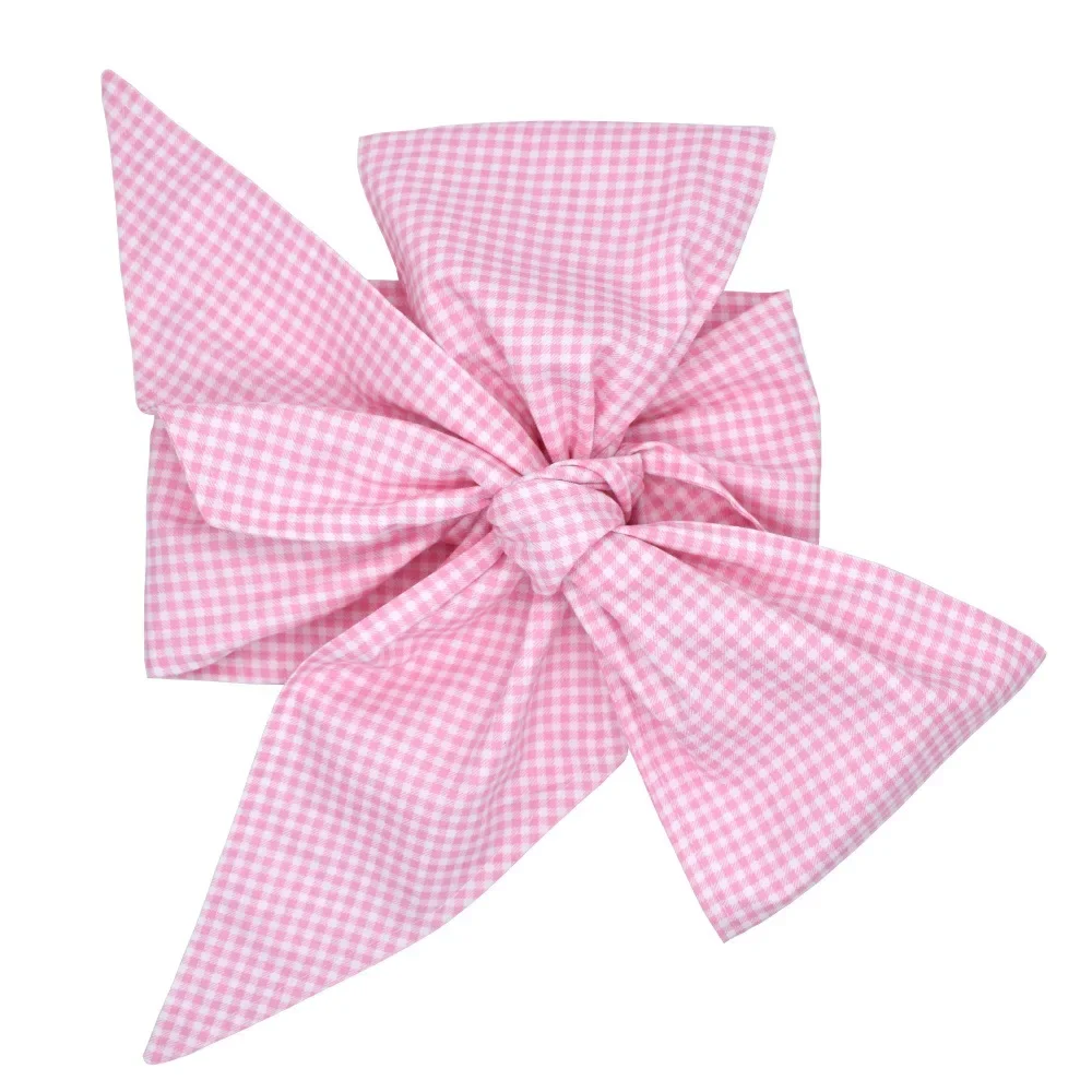 Newborn Swaddling Scarf Bow Decoration with Striped Plaid Adjustable Fixed Blanket Pure Cotton Jewelry Baby Full Moon Gift 2