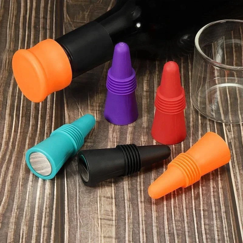 Whiskey Bottle Sealer Leak Proof Whiskey Bottles Sealer Stoppers Silicone Wine Cork Plugs Lid Bar Accessories Reusable Bottle Cap Champagne Saver Tool