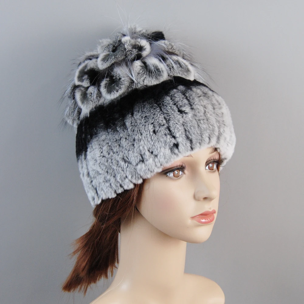 2025 Lady Warm Knitted 100% Genuine Rex Rabbit Fur Hats Russia Winter Quality Real Fur Hat Natural Warm Snow Rex Rabbit Fur Caps 5