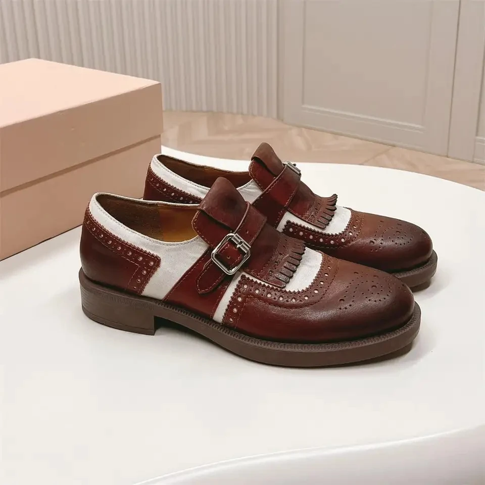 

Женские туфли из натуральной кожи, с круглым носком, Размеры 35-40