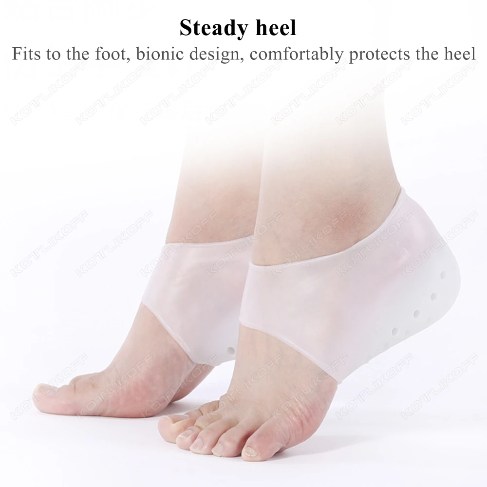 2-4 cm Höhe Erhöhen Einlegesohlen Unisex Silikon Ferse stoßdämpfung Atmungsaktive Socken Ferse Pads Plantarfasziitis Relief Pad – Detail 10
