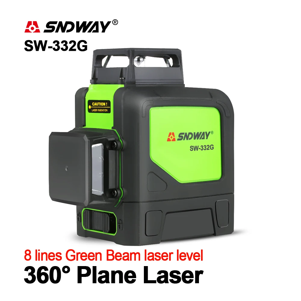 Tanie SNDWAY poziom lasera 8/12 linia zielone światło poziomy krzyżowy samopoziomujący poziom lasera sklep