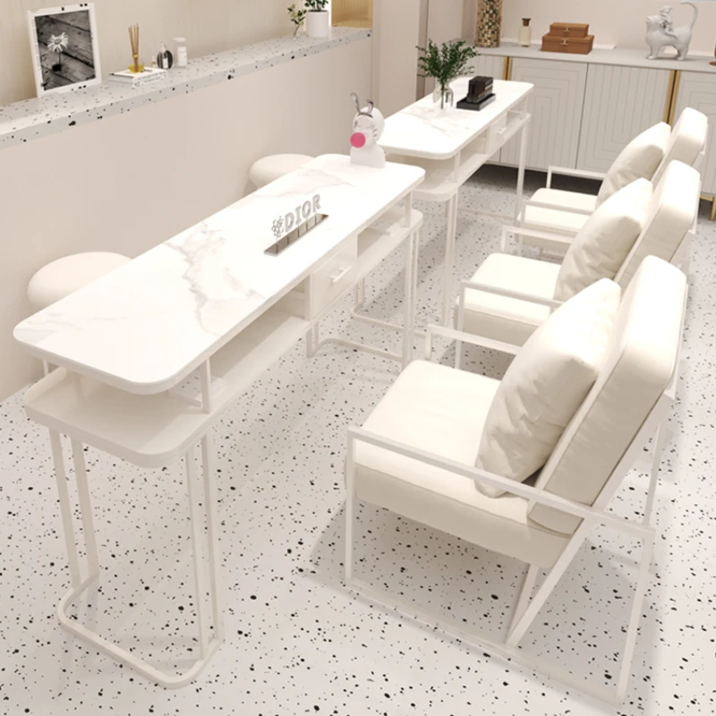 White Nordic Manicure Table Luxury Vacuum Design Exquisite Nail Desk Modern Speciality Manicure Tafel Salon Furniture HD50ZJ