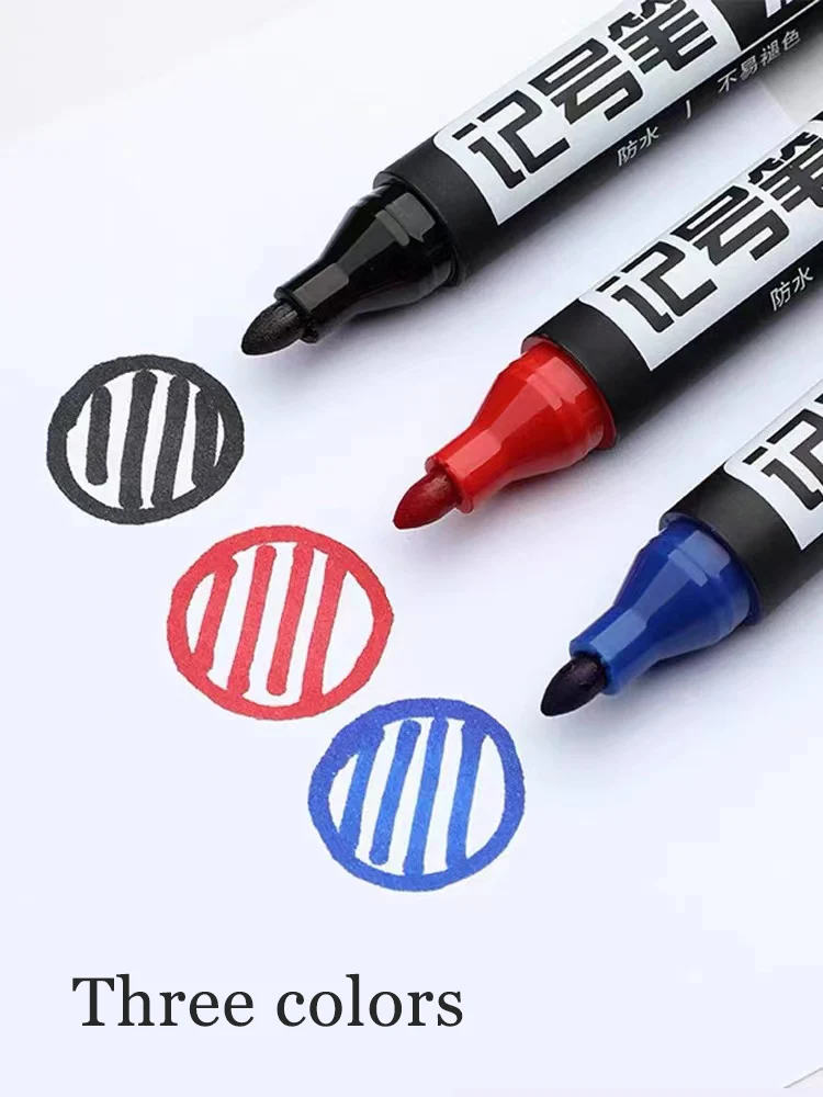 Marker Pens 10 Oil-based Black Line Marking Waterproof Non Fading Large Headed Non Erasable