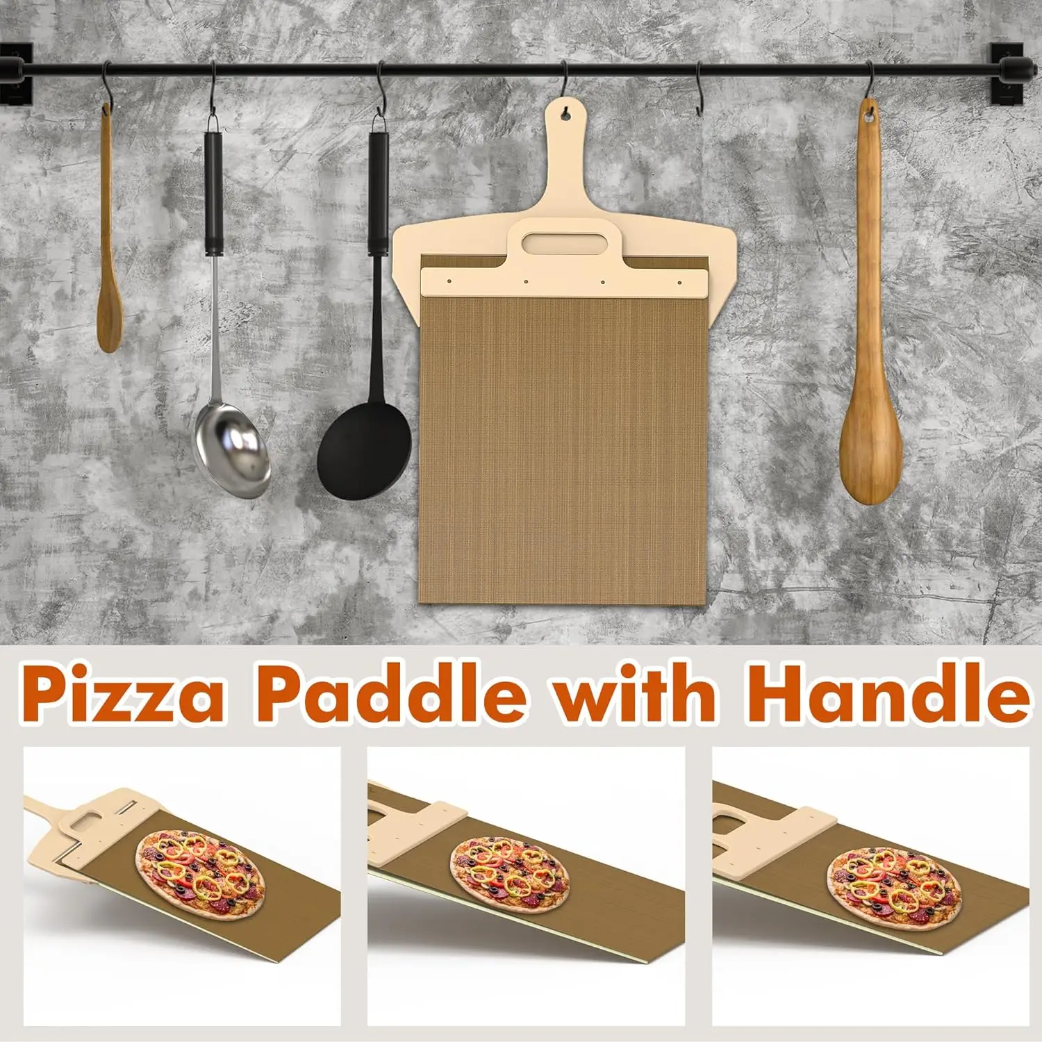 Sliding Pizza Peel Shovel Storage Board Pala Pizza Scorrevole Wooden Handle Transfer Spatula Bread Kitchen Baking Tools