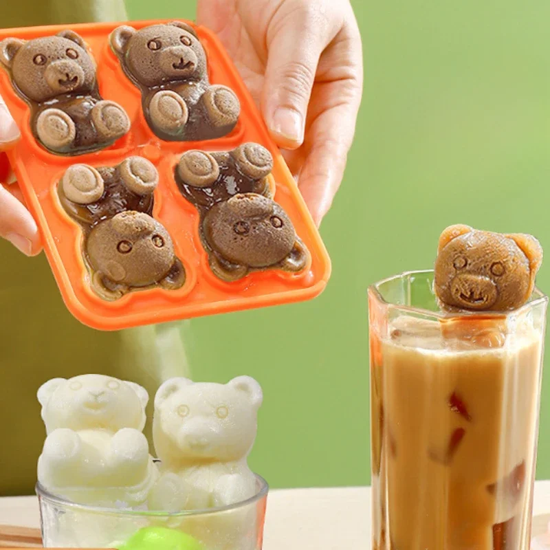 

Food Grade Silicone Ice Cube Mold 3D Little Teddy Bear Shape Little Bear Ice Cream Mold Home Bar Party Whisky Ice Block Box Mold