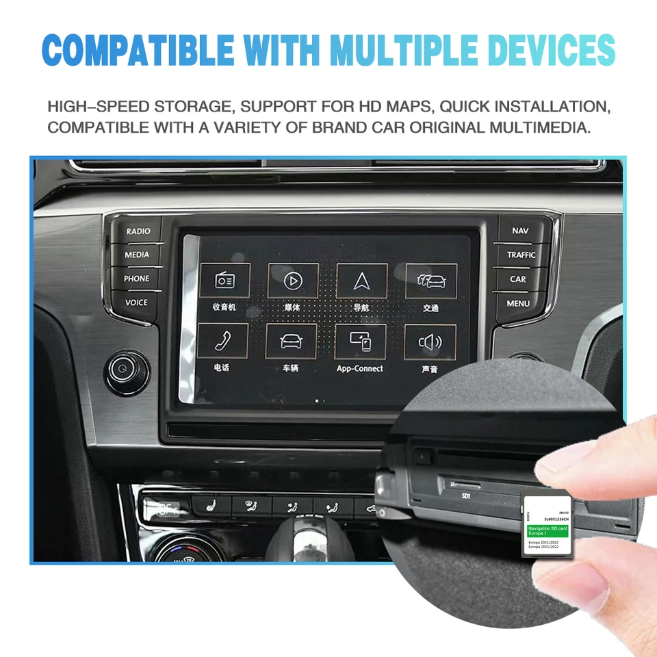 Carte SD Navigation GPS Europe - V20 ECE 2025 - Compatible Avec Volkswagen VW Discovery Media 2 MIB2 - Navigation AS - 32 GB