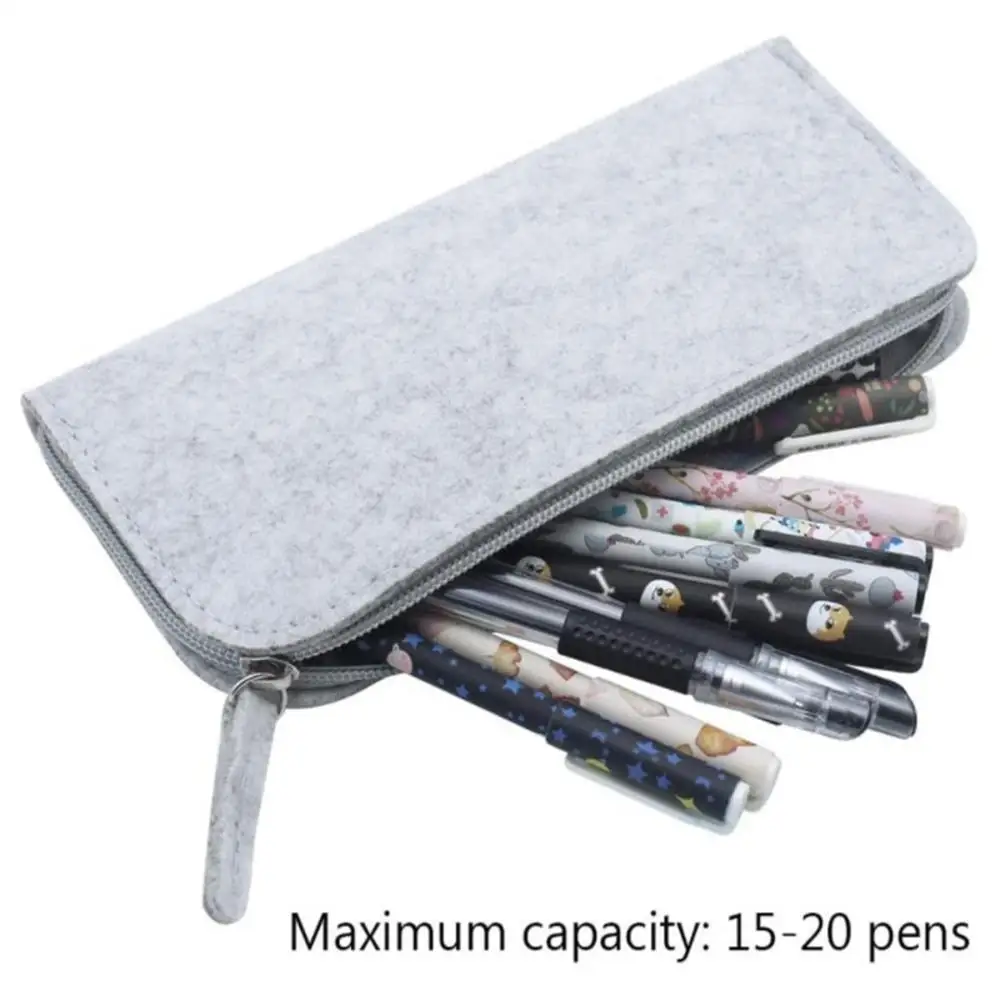 Minimalist Felt Pencil Case Pencil Bag School Office Supplies Stationery Portable Soft Felt Cloth Pouch Makeup Bags Box