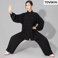 Costume Tai Chi Kung Fu en coton doux pour hommes et femmes, uniforme d'arts martiaux, veste et pantalon Wing Chun 1