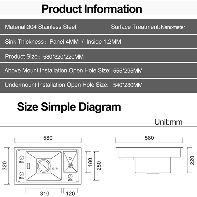 Asras Nanometer Hidden Cover Cup Rinser kitchen Island Sinks 4mm Thickness Handmade Sinks With Lifting Faucet