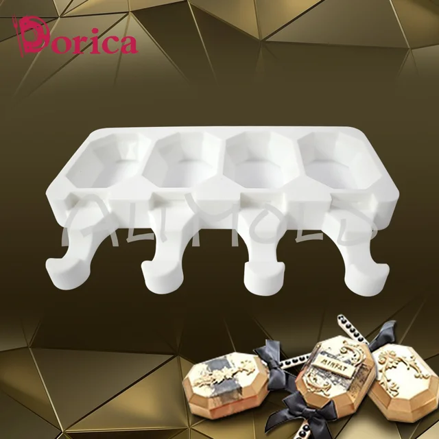 Nyolcszög Alakú Szilikon Fagylalt Penész 4 Lyuk Popsicle Cube Maker Csokoládétálca Otthoni Kert - Image 6