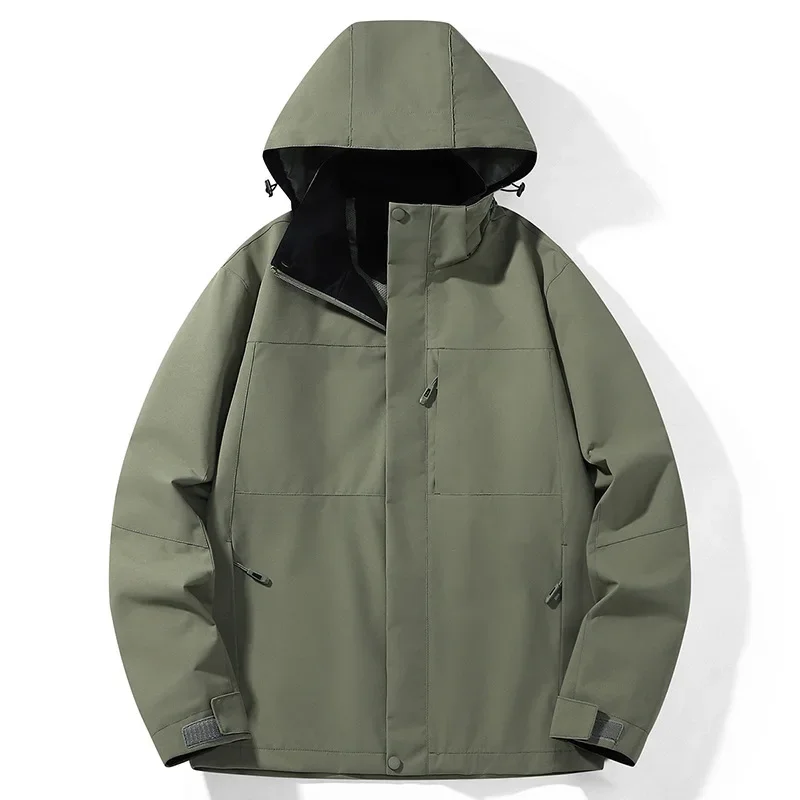 Outdoor Windproof Waterproof Sports Casual Mountain Climbing Detachable Jacket Hooded Coat Couple Spring Autumn AE Stock