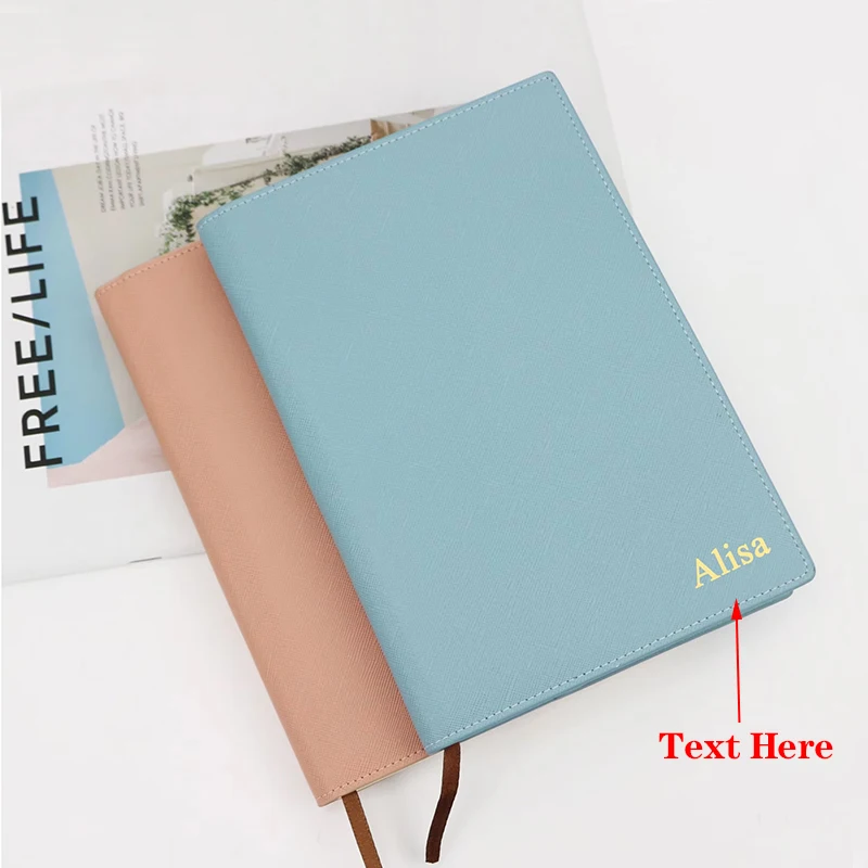 Free Custom Initials Letters Crocodile Pattern PU Leather A5 Notebook Cover Travel Business Journal Exchangeable Insert Page DIY