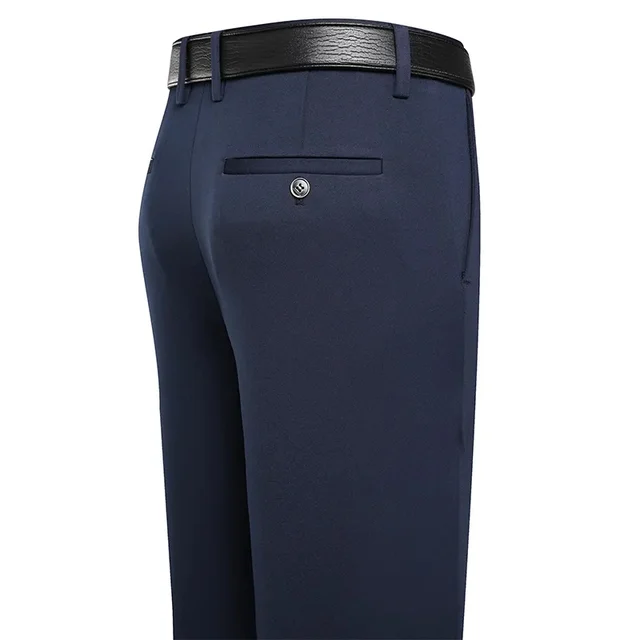 Pantalon d'été fin pour hommes, décontracté, classique, couleur unie, élastique, confortable, ample, droit, marque, vêtements pour hommes 4
