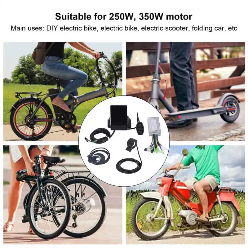 250/350W 36/48V15A Electric Bike Controller Kit 10 Configurations Electric Controller Kit Instrumentation Throttle