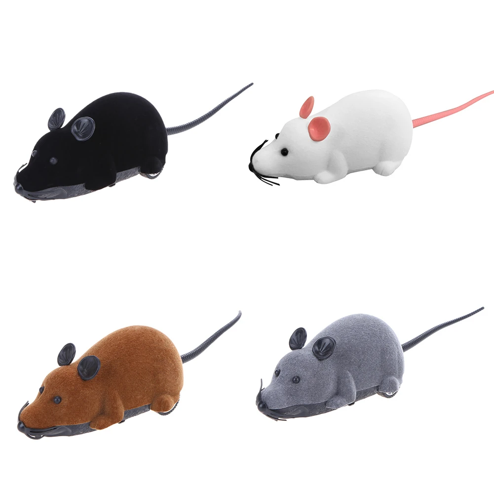 Wireless Plush Mouse Funny Pet Cat Remote Control Fake Simulation Electronic Mice Interactive Mechanical Motion Kitten Rat Toy