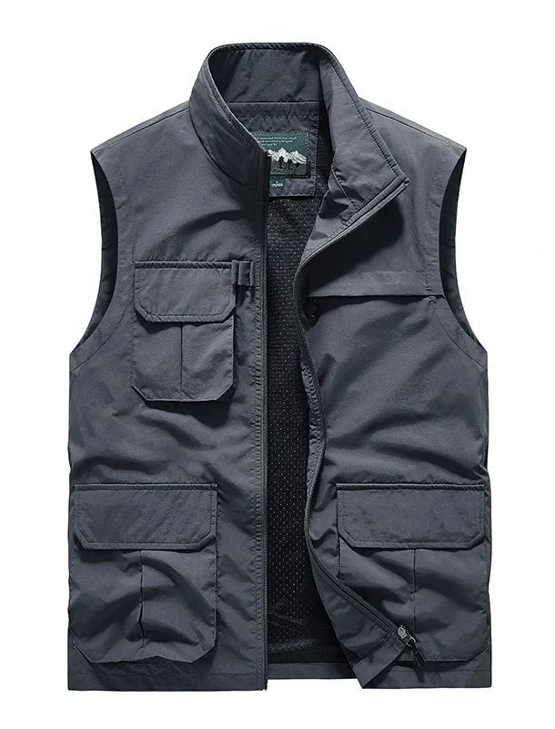 MAN VEST Denim Multi-pocket Men's Dress Sleeveless Jacket Work Summer Fishing Clothing Motorcycle Tactical Military Mesh Best