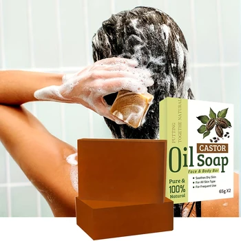 65g*2Pcs Jamaica Black Castor Oil Shampoo Bar Soap for Hair Thickens & Strengthens - Helps Dry Curly & Hair Moisturizing 1