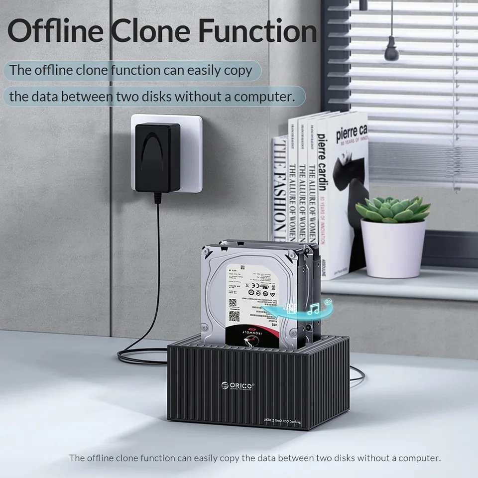 Orico 2.5 3.5 Polegadas Disco Rígido Docking Station Sata Hdd Ssd Caixa de Casa Externo Usb um 3.0 tipo c Baía Dupla hd Disco Slot - Imagem 3