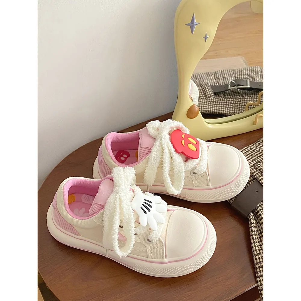 Big Head White Shoes Thick Sole 2024 New Mixed Colors Women's Casual Shoes Board Shoes Women's Canvas Shoes 24-140
