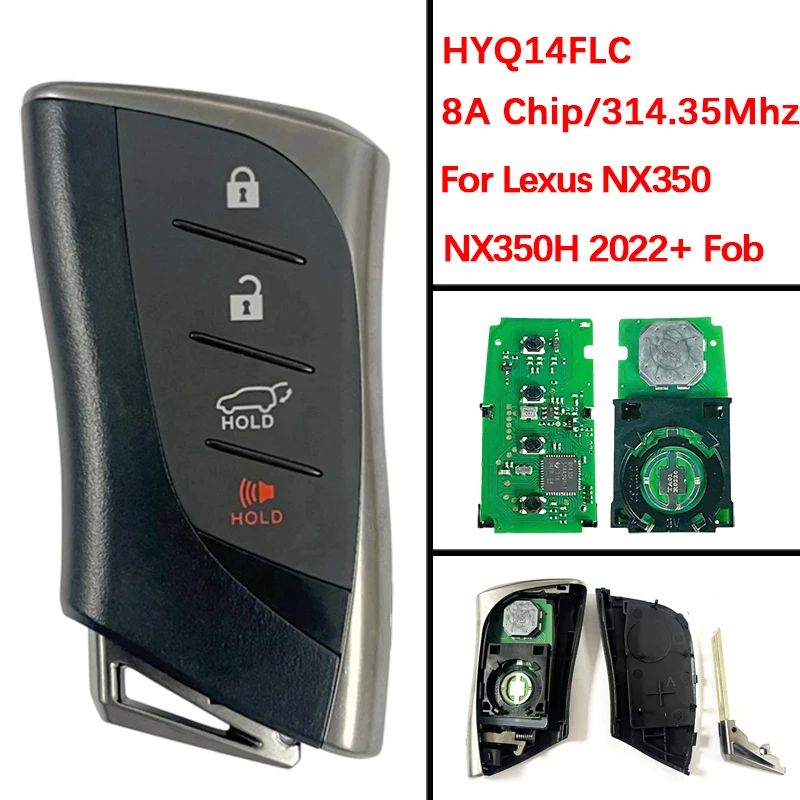 Lexus NX350 NX350H smart 2022+ key 4 buttons 8A chip HYQ14FLC 8990H-F6100 314.35/312.10MHz replacement 1