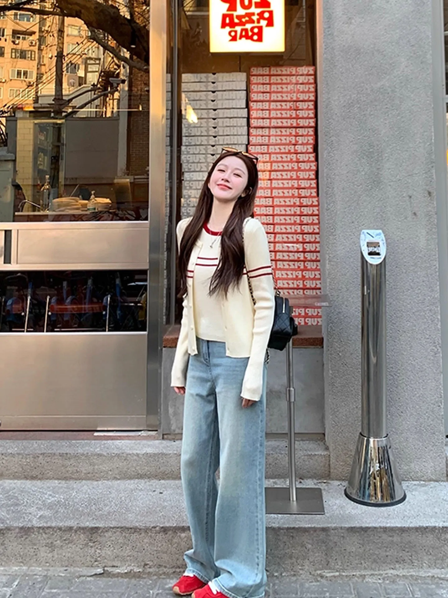 임산부용 청바지 루즈 스트레이트 레그 청바지 봄 가을 와이드 레그 바닥 길이 바지 임산부용 캐주얼 아우터웨어