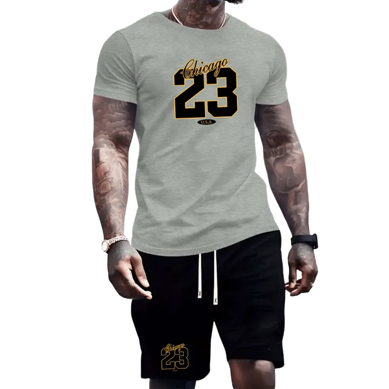2024 Summer Fashion Men's Sportswear T-shirt Shorts Set Casual Short Sleeve Set Jogging Fitness Clothing Brand Clothing 3