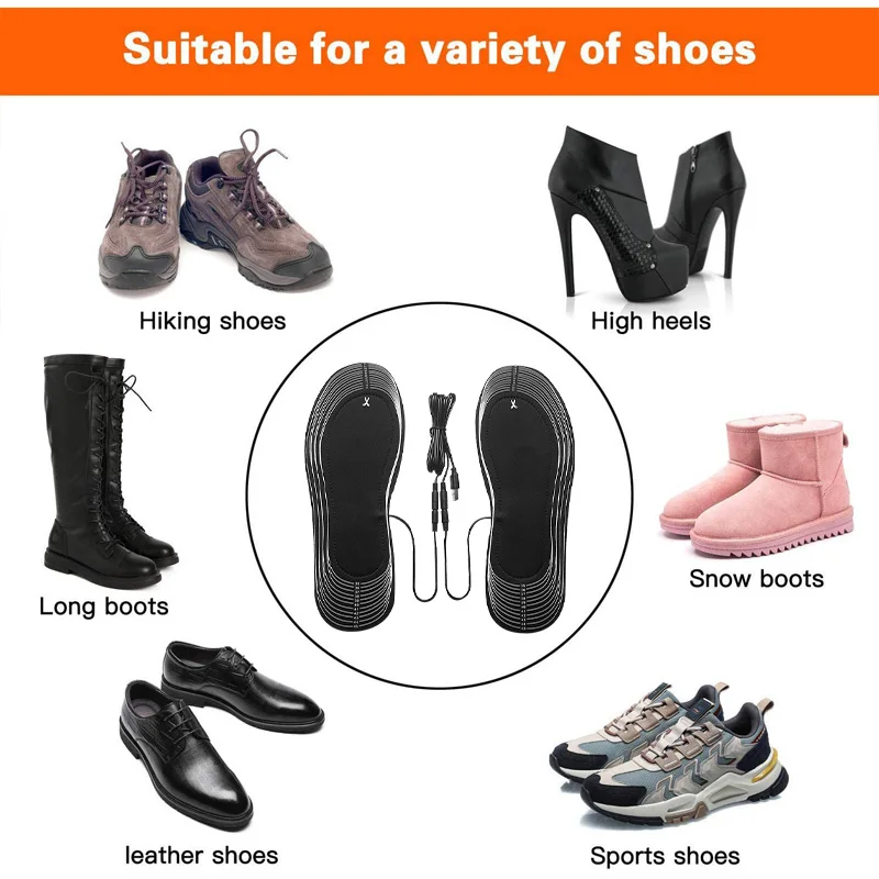 Winter 5V Electric Heating Insoles USB-Powered Foot Warmer for Autumn and Winter Full-Foot Heating Insoles Sock Mat Cuttable
