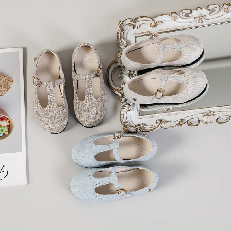 Spring Kids Princess Shoes Children T Bar Shoes Baby Girls Fashion Shos Toddler Ballet Flats Sweet Leather Shoes Mary Jane New 2
