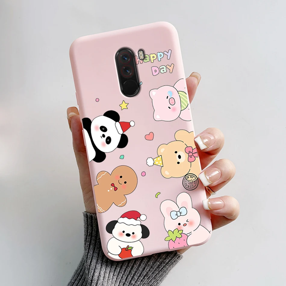 Cute Bear and Frog Cartoon Shockproof Phone Case - Soft Silicone TPU Back Cover for Xiaomi Poco Pocophone F1