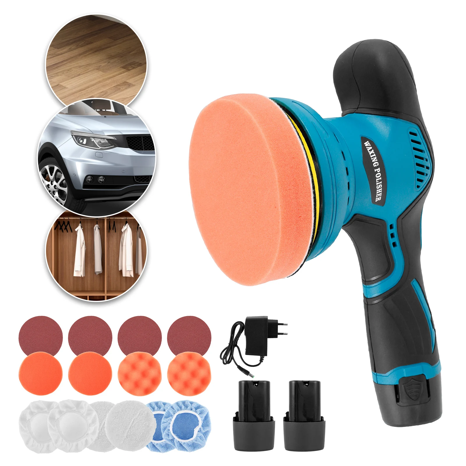 

Buffer Polisher 12V Cordless Battery Powered Electric Polishing Machine with 8 Adjustable Speed Rechargeable Hand-held Car