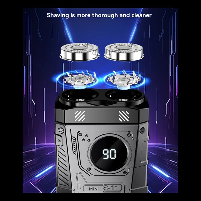 B59B-Household Car Shaver Mini Electric Smart Digital Display Dual Blade Shaver Powerful Beard Trimmer Tool 36Db