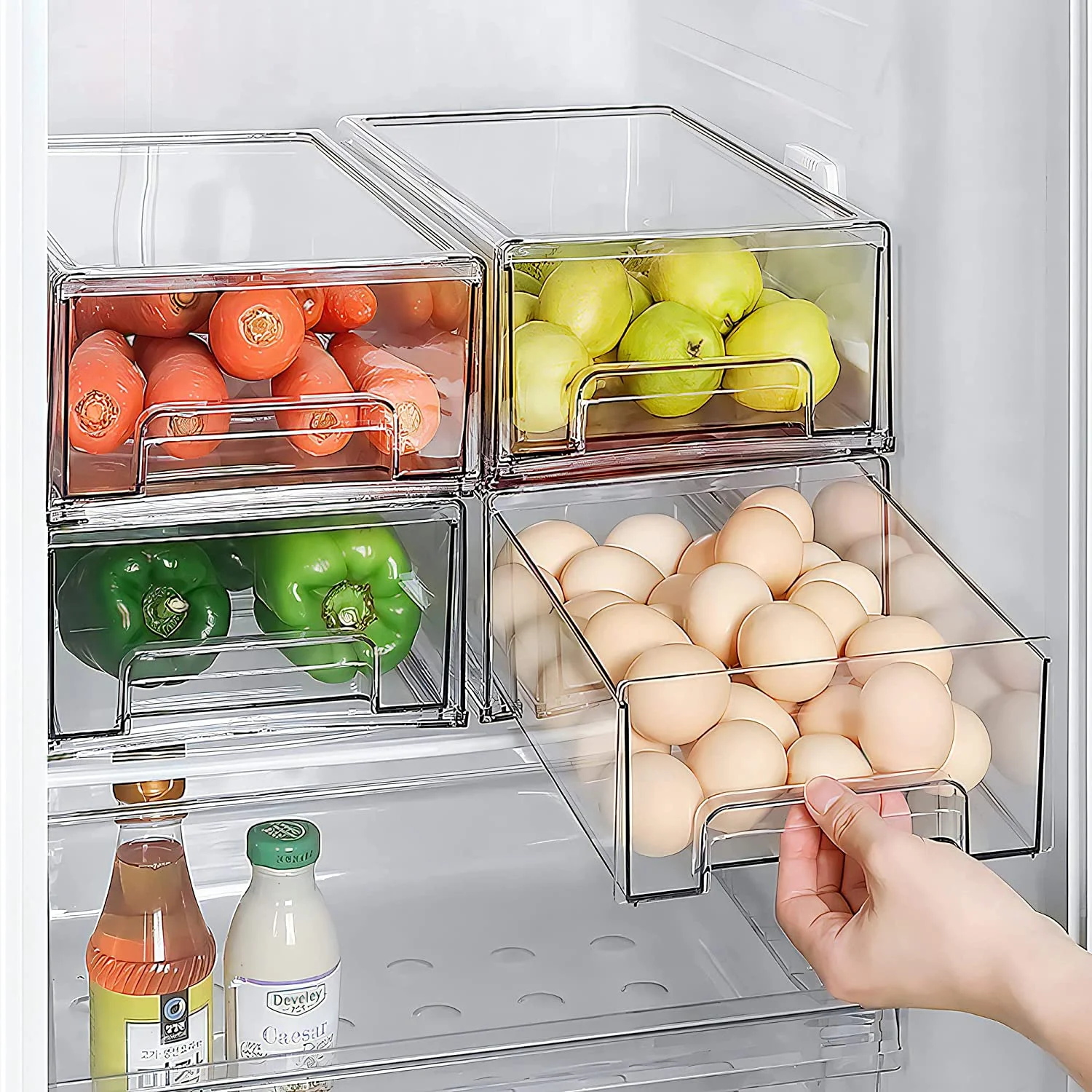 Drawers - Clear Stackable Pull Out Refrigerator Organizer Bins - Food  Storage Containers for Kitchen, Refrigerator, Freezer & Va - AliExpress