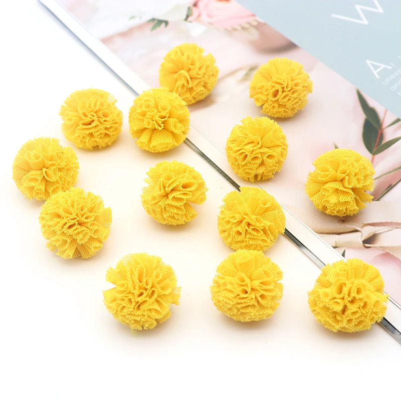 2.5 Cm Lace Gauze Elastic Flower Ball DIY Craft Supplies Hair Ornament Pendant Jewelry Material Yarn Ball Pom Poms 30-60 Pieces craft supplies pom poms craft supplies
