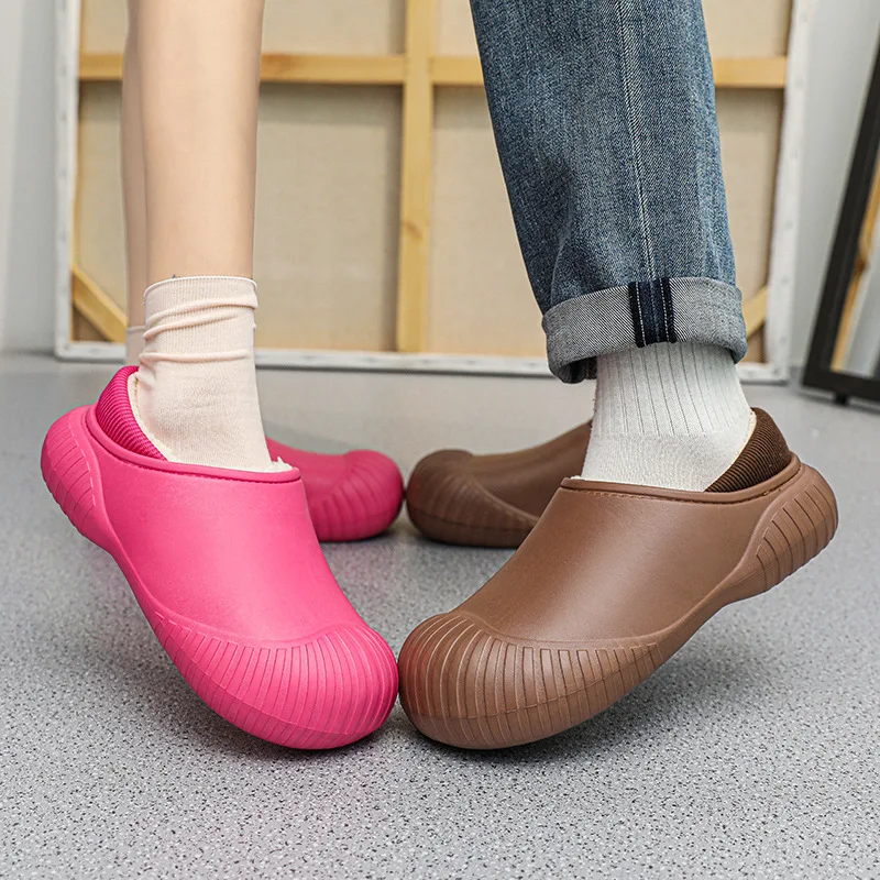 Men's Cotton Slippers Warm Fluffy 2023 Winter Slippers Home Plush Women's Cotton Shoes Indoor Unisex Waterproof Cotton Slippers