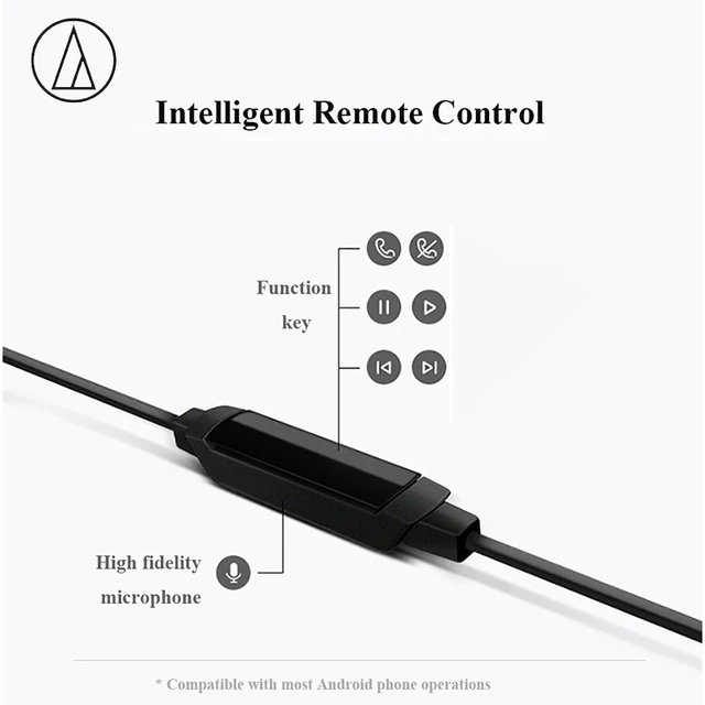 Original Audio-Technica ATH-CKR50iS 3.5mm Earphones with Mic Earphones Remote Control Heavy Bass Sound for Phones Tablet Laptop 2