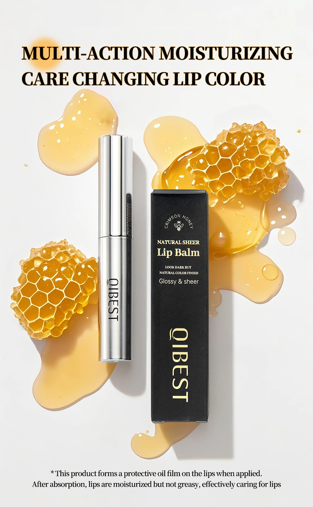 Description Picture 6 of itemBlack Honey Colored Lip Balm Smooth Easy-to-Spread Lip Conditioner Long-Lasting Moisture Nutrition Translucent Finish Lip Makeup