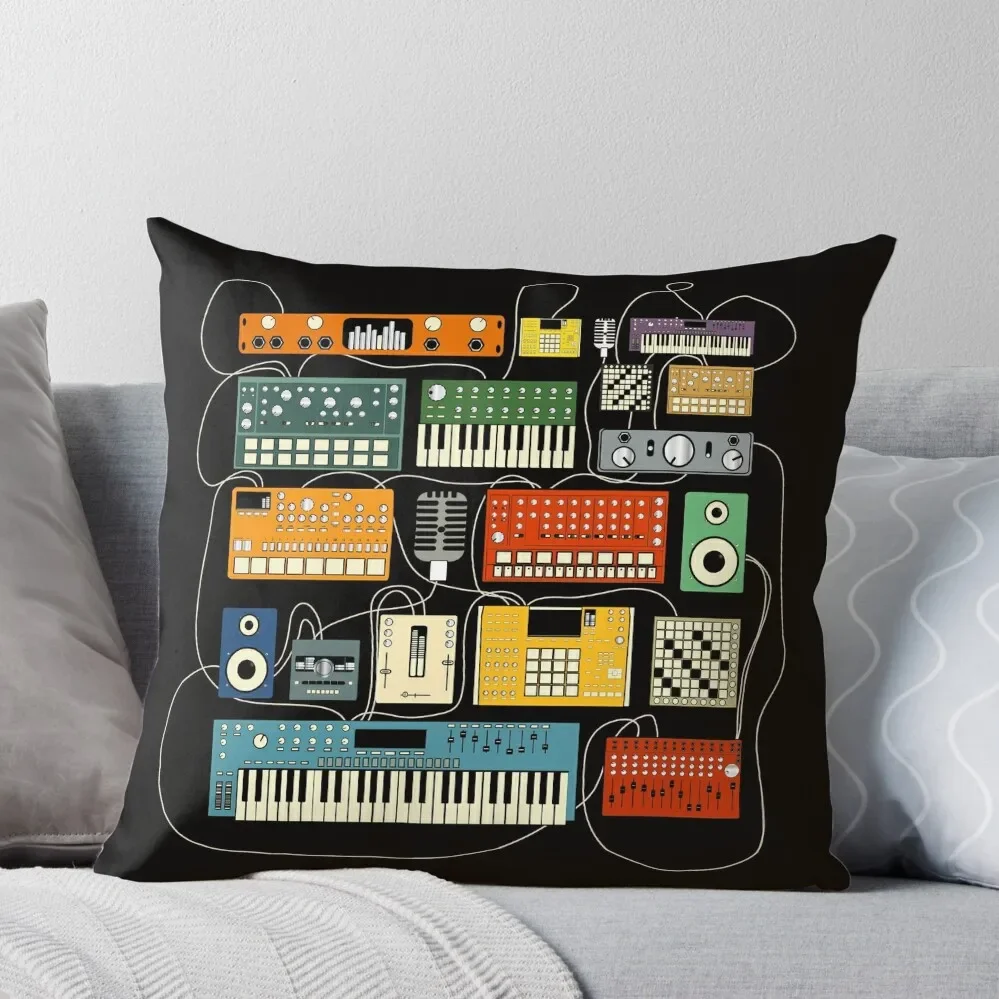 

Electronic Musician with Synthesizer and Drum Machine fan Throw Pillow Marble Cushion Cover Throw Pillow ornamental pillows