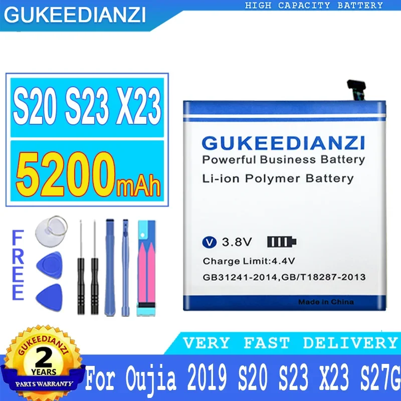 

5200mAh GUKEEDIANZI Battery For Oujia 2019 S20 S23 S27G X23 Big Power Bateria