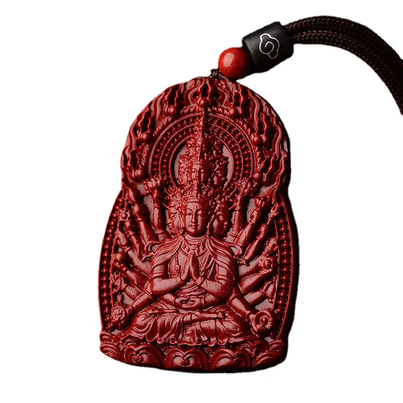 

Natural Cinnabar Zodiac Natal Buddha Patron Saint Pendant Women's Necklace Men's Pendant Lanyard