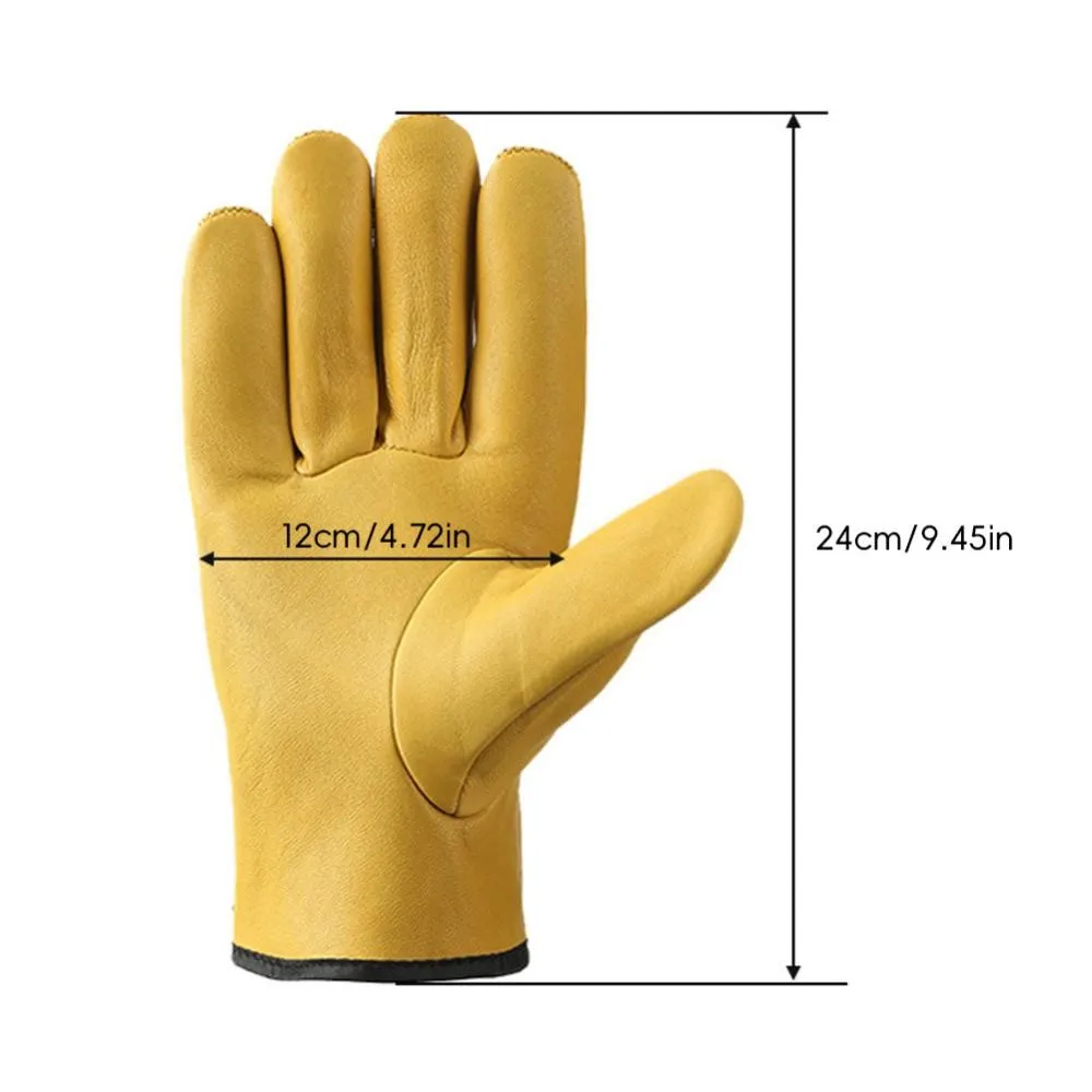 Work Gloves Security Protection Safety Mechanic Glove Soft Sheepskin Leather for Driving Hunting Farm Garden Welding 1 Pair