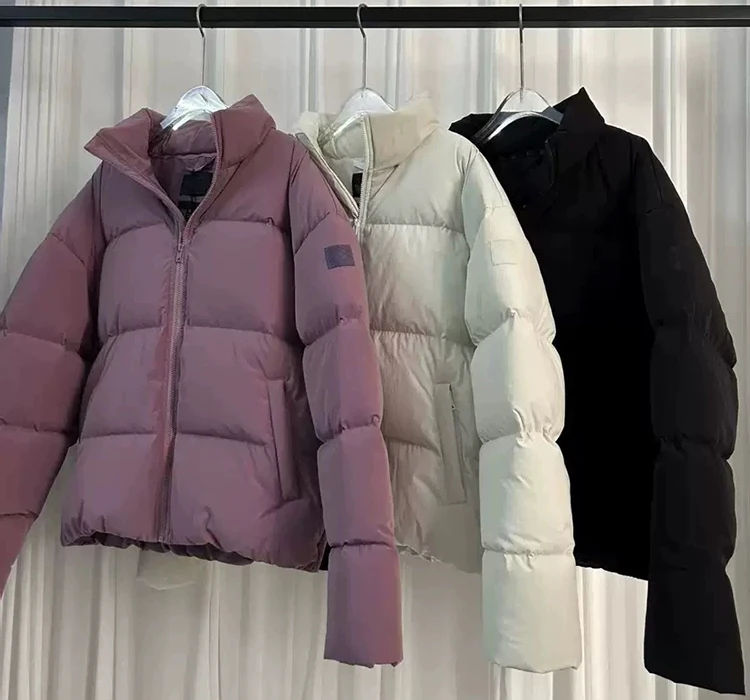 Herbst- und Winter-Innenjacke mit Reißverschlusstasche, elastischem Saum, einfarbig, Stehkragen, wattierter Mantel – Detail 6
